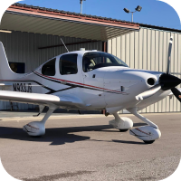 a Cirrus plane just outside the hangar at Nashville's premier flight school